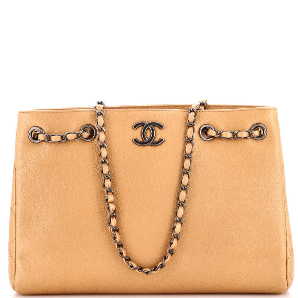 Chanel Medium Woven Chain Shopping Tote Caviar